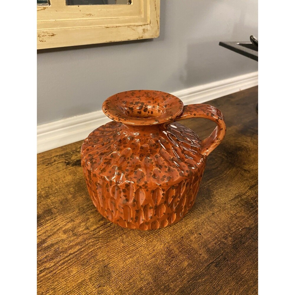 Vintage Aldo Londi Red Ceramic Handled Bud Vase Italian Vase